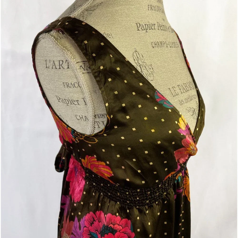 Anthropologie Flounce Brown Floral Halter Dress - Picture 8 of 11